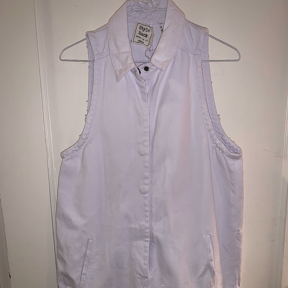 light purple denim romper
